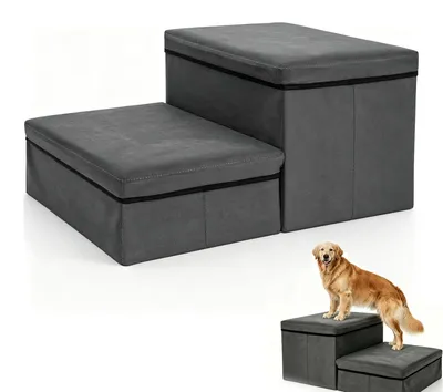 Obrázek produktu pro Schůdek pro psy, 2 stupně, skládací, rozměry 60x40x30 cm, s protiskluzovou úpravou, vhodný pro postel a pohovku
