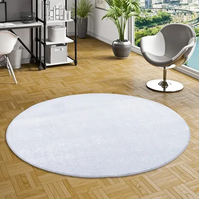 Produktbild von Luxus Soft Velours Teppich Shine Silbergrau Rund, Größe:100 cm Rund