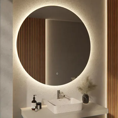 Zdjęcie produktu dla Lustro do łazienki LED Mirlux - 120 cm - Okrągłe, bez ramki - 3 tryby regulacji jasności - Funkcja zapobiegająca parowaniu - Wodoodporność IP44 i sterowanie dotykowe - Odporne na korozję