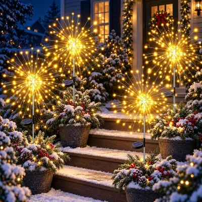 Solarleuchten 4er-Set, 120 LEDs, warmweiß, IP65, 8 Modi
