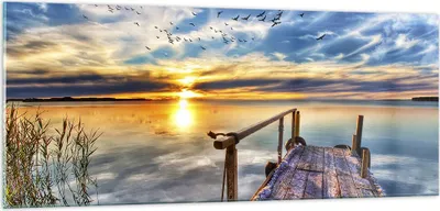 Produktbild von Bilder auf glas - See Brücke - 100x40cm - Glasbilder - Wandbilder - Bilder - Kunstdruck - zum Aufhängen bereit - Wanddekoration aus Glas - Glas Bilder - Wandbild auf Glas - Einteilig - GAB100x40-3963