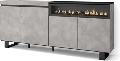 Produktbild von Sideboard, Highboard, 200x87x35cm, 4 Türen, Elektrokamin. Industriedesign, Zementgrau
