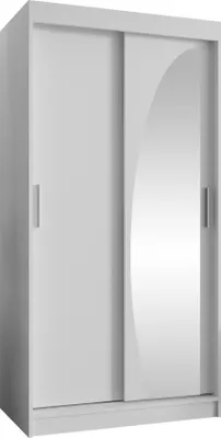 Produktbild von MIRJAN24 Kleiderschrank Wika 100, Schwebetürenschrank mit zwei Kleiderstangen, Garderobe (Farbe: Weiß, Größe: 100 cm, ohne Schubladen)