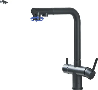 Obrázok produktu pre Kuchynská batéria, dvojrukoväťová, na teplú a studenú vodu, matná čierna