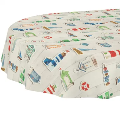 Immagine prodotto di Tovaglia lavabile con trattamento idrorepellente effetto Lotus, forma ovale, dimensioni 240 x 140 cm