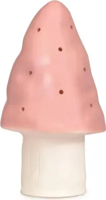 A pink and white mushroom-shaped lamp.