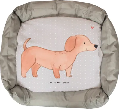 Produktbild von Mr. & Mrs. Panda Hundekörbchen Dackel Kurzhaardackel Lebensretter - Grau Pastell - Geschenk, Dachshund, Valentinstag, Hund, Welpen, Teckel, Vatertag, Weihnachten