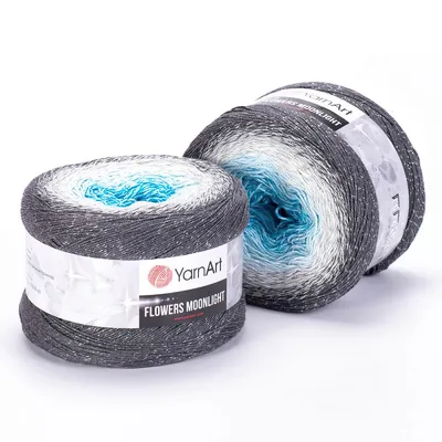 Produktbild von YarnArt Flowers Moonlight 3251 – Farbverlaufsgarn mit Silber-Lurex, 1000m, 250g