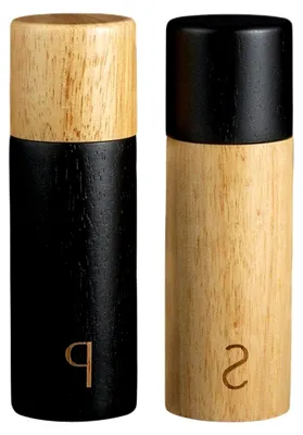 Produktbild von Set aus Holz Pfeffermühle und manueller Salzmühle für Gewürze mit einstellbarer Grobheit