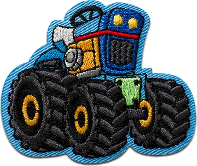 Produktbild von Mono Quick Truck Traktor blau - Aufnäher, Bügelbild, Aufbügler, Applikationen, Patches, Flicken, zum aufbügeln, Größe: 4,3 x 5,1 cm