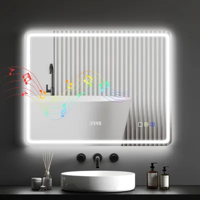 Produktbild von HOMCOM LED-Badezimmerspiegel, Anti-Beschlags-Pad, 3 verstellbare Farben