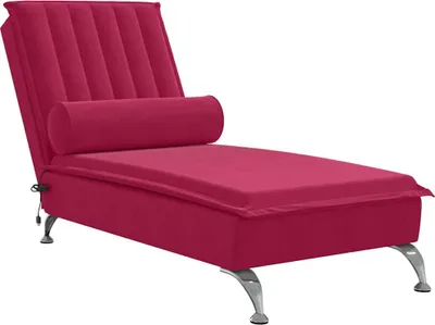 Produktbild von vidaXL Massage-Chaiselongue mit Nackenrolle Weinrot Samt