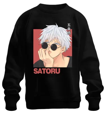 Produktbild von SATORU Gojo Jujutsu Kaisen Anime Sonnenbrille weißes Haar Sweatshirt Pullover, Schwarz, L