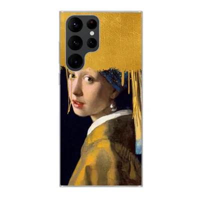 Produktbild von MuchoWow® Handyhülle Schutzhülle Hülle für Samsung Galaxy S22 Ultra Mädchen mit einem Perlenohrring - Gold - Vermeer Silikon Softcase Handy Hülle - Abbildung