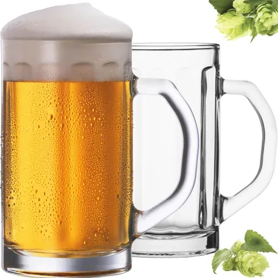 Produktbild von PLATINUX Bierseidel mit Henkel aus Glas Set 2-Teilig 500ml (max. 650ml) Bierkrug Maßkrug Bierkrüge Biergläser 0,6L