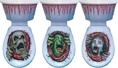 Productafbeelding van Bloedbad Zombie Toiletfolie Halloween Decoratie, 2-delig, rood-groen - universele maat