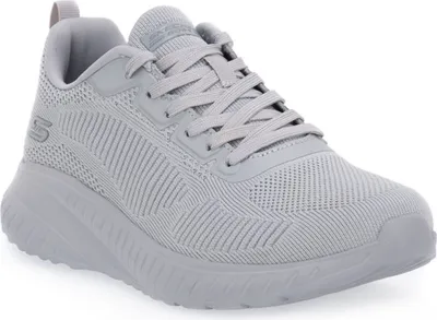 A single gray Skechers Bobs Sport Squad Chaos women's training shoe is shown against a white background.