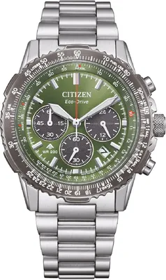 Citizen CA4664-60W Eco-Drive Herrenuhr Chronograph Stahl/Grün 1