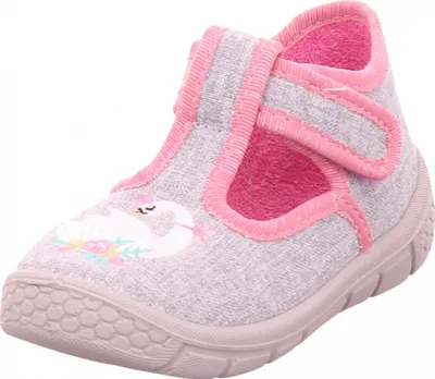Produktbild von Fischer Markenschuh Mädchen Hausschuh Schwan grau/rosa