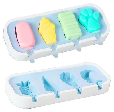 Produktbild von Eisform Eis am Stiel für Kinder, 2 Stück 8-Mulden-Eisform Silikon Wiederverwendbare DIY Eisform BPA-frei Kreative Obst Selbstgemachte Eisform für Kinder mit Eisstielen