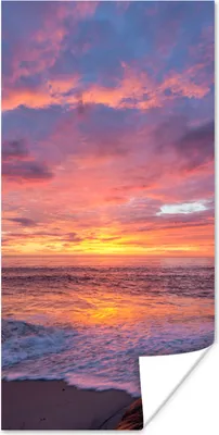 Produktbild von MuchoWow® Poster Strand - Meer - Sonnenuntergang 20x40 cm - Plakat - Foto