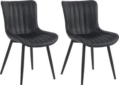Obrázek produktu pro 2dílná sada židlí - Jídelní židle - Pohodlné opěradlo, snadno se čistí - Barva: černá | Materiál: Imitace kůže