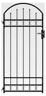 Produktbild von Zauntor mit gewölbter Spitze aus Stahl 89x200 cm Schwarz, Sicherheits-Hoftor für Einfahrten und Industriegelände