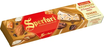 Produktbild von 6x Sperlari Torrone Tenero alla Mandorla ricoperto di Caramel Dorè Salato Weicher Mandel-Torrone überzogen mit gesalzenem Karamell-Dorè 200g