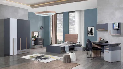 Produktbild von Schreibtisch Modern Tisch Wandregal Holz Jugend Kinderzimmer Möbel Design