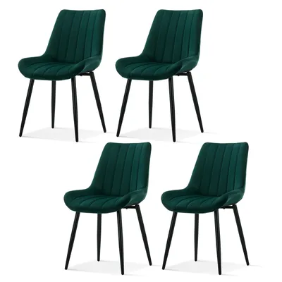 Produktbild von CLIPOP Esszimmerstühle, 4er Set Küchenstühle, Samt gepolsterter Stühle mit Metallbeinen,Grün