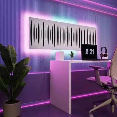 Obrázok produktu pre 3-dielne balenie akustických LED panelov s RGB podsvietením pre Echo Control | Zvukovo-absorbujúce panely s podsvietením | 3x PULSAR – zoskupené | Biela