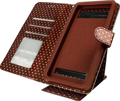 Image de Avizar, coque universelle pour smartphones de grande taille (XXL), avec fonction support et miroir, couleur marron