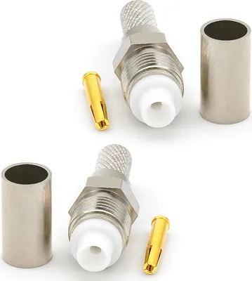 Image de FME femelle pour RG58 LMR195 RG303 RG141 RG142 RG400 RF Crimp câble coaxial connecteur nickelé (pack de 2)