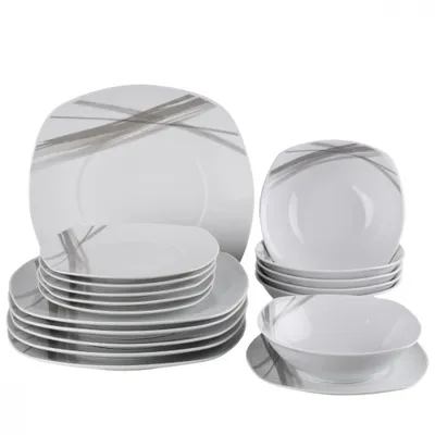 Zdjęcie produktu dla 18-częściowy serwis obiadowy zestaw naczyń zastawa stołowa 6 osób serwis obiadowy zestaw talerzy porcelana
