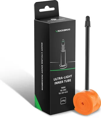 Image de ROCKBROS Tuyau de vélo, chambre à air, 700*18-32C, valve Presta (FV), 65MM, 35g, avec pneu 700 x 18/23/25/28/30/32C