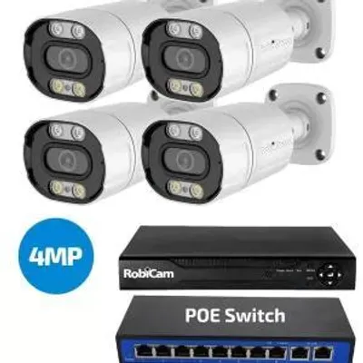 Obrázek produktu pro Sada 4 kamer POE typu Bullet, 4 MP, NVR, POE switch