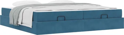 Produktbild von Bettgestell mit Matratze 2 Stk. Blau Samt