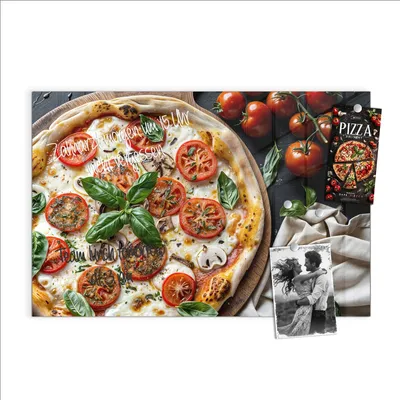 Produktbild von Magnettafel 90x60cm Pinnwand Whiteboard beschreibbar - Pizza mit Tomaten