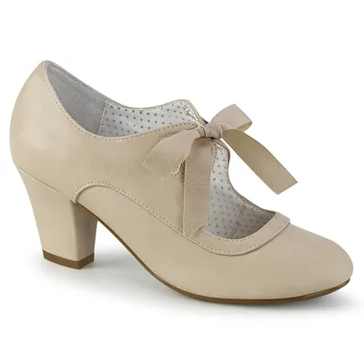 Produktbild von WIGGLE-32 Pin Up Couture veganer Mary Jane Damen Pumps Herz Cutouts beige Lederoptik