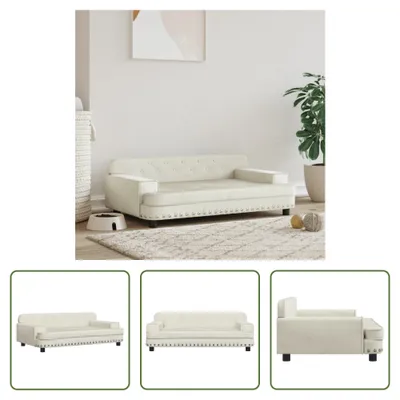 Zdjęcie produktu dla The Living Store Legowisko dla psa kremowe 90x53x30 cm Velvet