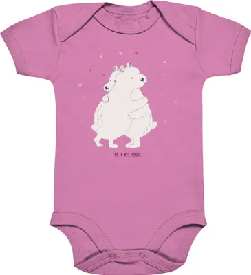 Produktbild von Mr. & Mrs. Panda Einteiler Eisbär Umarmen 12. - 18. Monat - Bubble Gum Pink - Geschenk, Babybody, Lustige Sprüche, overall baby, Strampler, babykleidung body