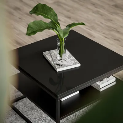 Produktbild von Couchtisch NOVA mit Ablage Hochglanz, Schwarz / Schwarz Hochglanz