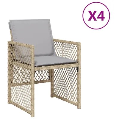 Produktbild von vidaXL Gartenstühle mit Kissen 4 Stk. Beigemischung Poly Rattan