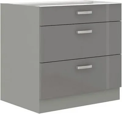 Image de Meuble de cuisine à tiroirs inférieurs 80 cm RONG - gris / gris brillant