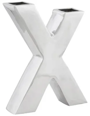Produktbild von Casa Padrino Designer Vase X aus poliertem Aluminium in Silber, 38 x 30 x 8 cm
