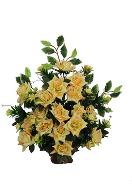 Friedhofsgesteck Rosen Gelb 64x55 cm