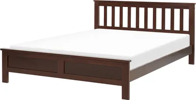 Obrázok produktu pre BELIANI Posteľ tmavé borovicové drevo 140 x 200 cm lamelové čelo s roštom škandinávsky tradičný štýl spálňa