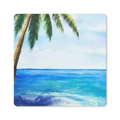 Produktbild von MuchoWow® Mauspad Mousepad Palme - Aquarell 20x20 cm - Mousepads - Maus Mat - Pad - Mausunterlage - Desk Mat - Bureauartikeln