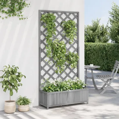 Produktbild von "im Sonderangebot"Pflanzkübel/Garten-Hochbeet - CLORIS - Pflanzkasten - mit Spalier Grau Massivholz Tanne - NeuMöbel7260920