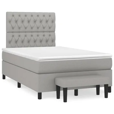 Produktbild von Boxspringbett mit Matratze Hellgrau 120x190 cm Stoff